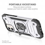 Wholesale Cube Style Armor Case with Rotating Ring Holder, Kickstand and Magnetic Car Mount Plate for iPhone 12 Pro Max 6.7 (Silver)